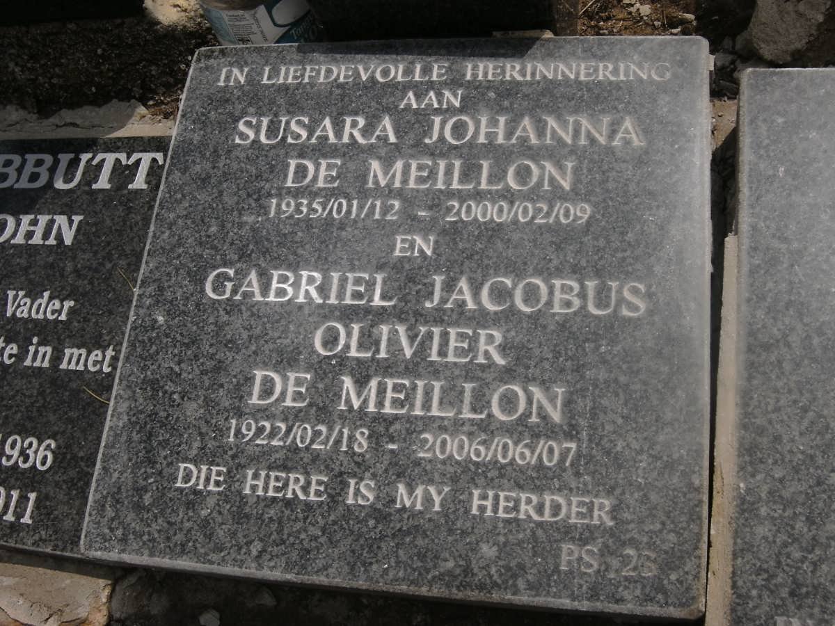MEILLON Gabriel Jacobus Olivier, de 1922-2006 &amp; Susara Johanna 1935-2000