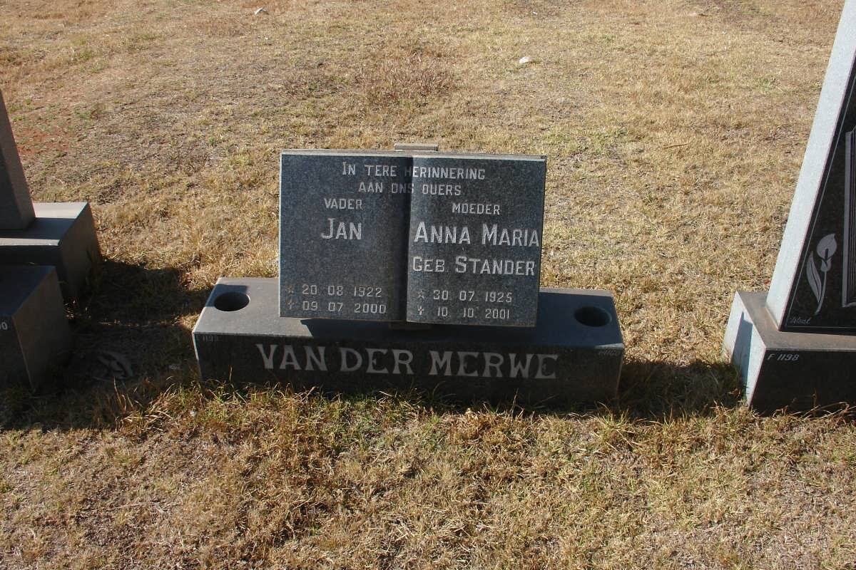 MERWE Jan, van der 1922-2000 &amp; Anna Maria STANDER 1925-2001