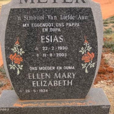 MEYER Esias 1930-2003 &amp; Ellen Mary Elizabeth 1934-