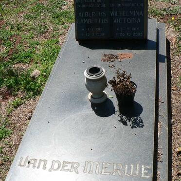 MERWE Albertus Lambertus, van der 1913-1989 &amp; Wilhelmina Victoria 1914-2003