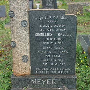 MEYER Cornelius Francois 1903-1966 &amp; Susara Johanna LEZAR 1903-1979