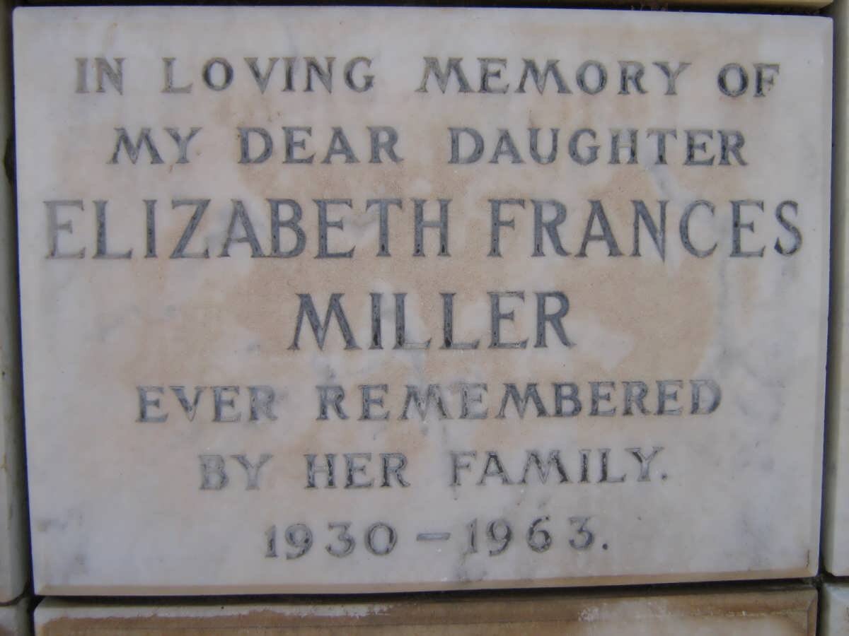 MILLER Elizabeth Frances 1930-1963