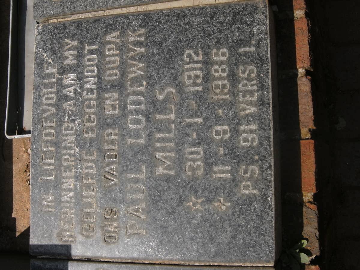 MILLS Paul Lodewyk 1912-1986