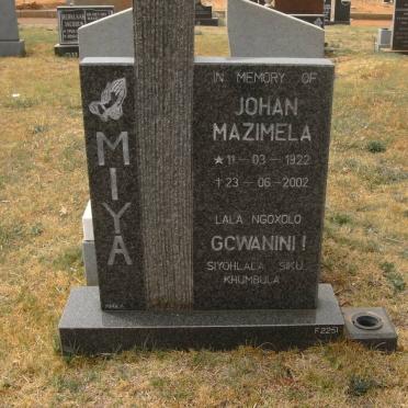 MIYA Johan Mazimela 1922-2002