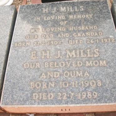 MILLS H.J. 1902-1972 &amp; E.H.J. 1908-1989