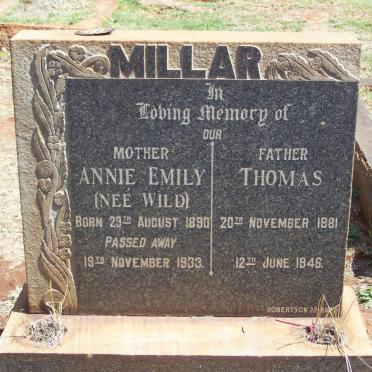 MILLAR Thomas 1881-1946 &amp; Annie Emily WILD 1890-1933