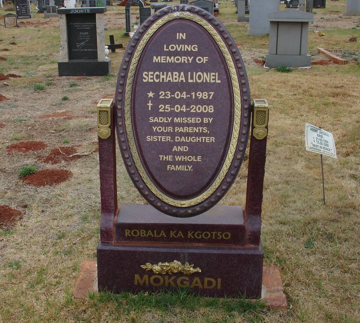 MOKGADI Sechaba Lionel 1987-2008