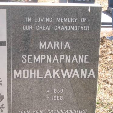 MOHLAKWANA Maria Sempnapnane 1850-1968