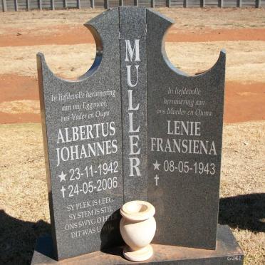 MULLER Albertus Johannes 1942-2006 &amp;  Lenie Fransiena 1943-