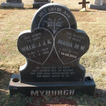MYBURGH Willie J.J.A. 1924-1997 &amp; Maria M.W. 1932-2012
