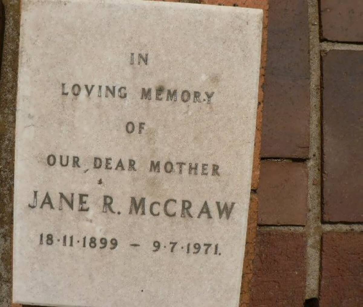 McCRAW Jane R. 1899-1971