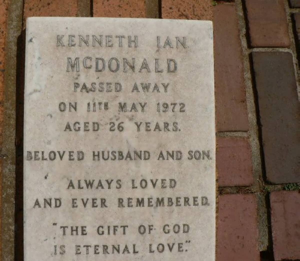 MCDONALD Kenneth Ian -1972