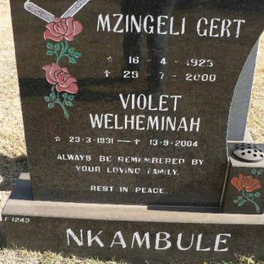 NKAMBULE Mzingeli Gert 1923-2000 &amp; Violet Welheminah 1931-2004