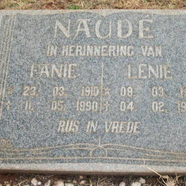 NAUDE Fanie 1910-1990 &amp; Lenie 1912-1996