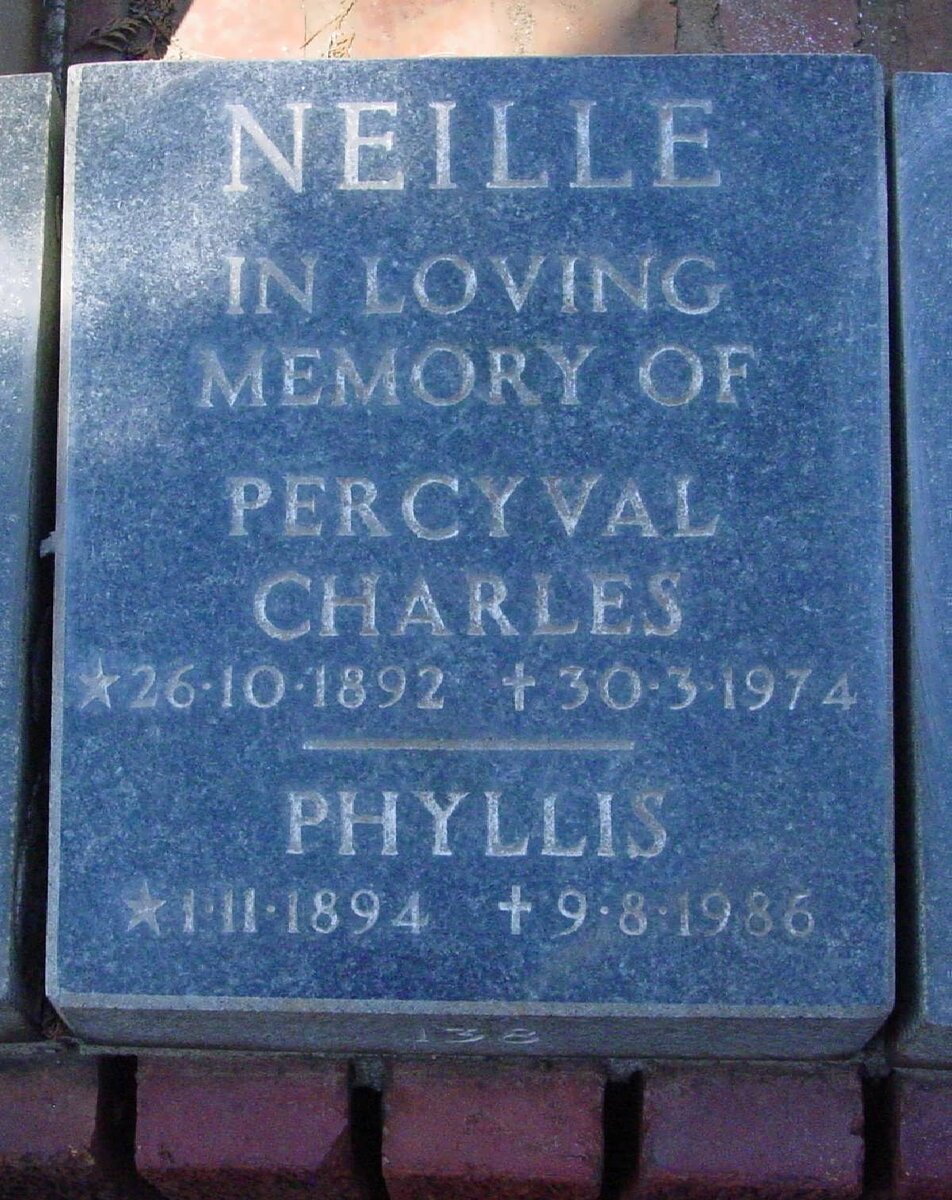 NEILLE Percyval Charles 1892-1974 &amp; Phyllis 1894-1986