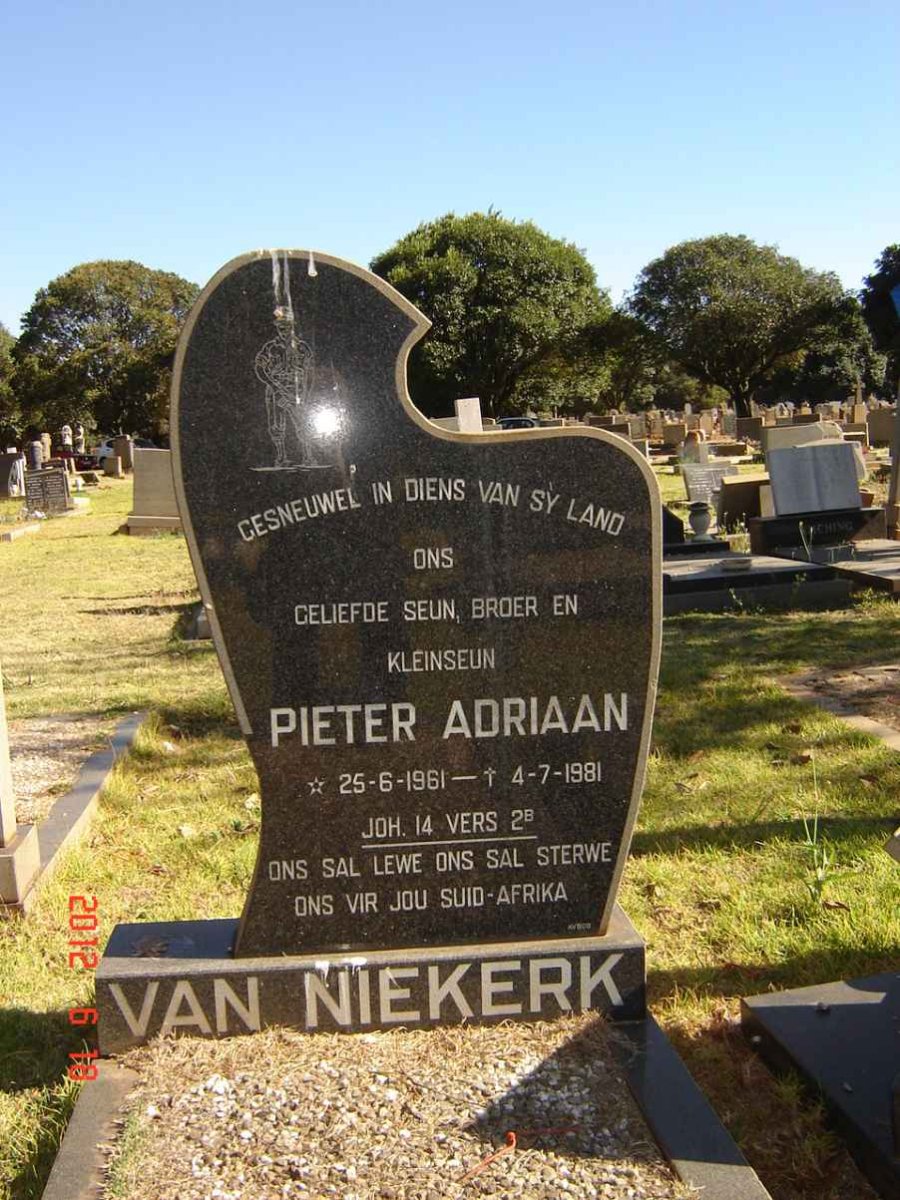 NIEKERK Pieter Adriaan, van 1961-1981