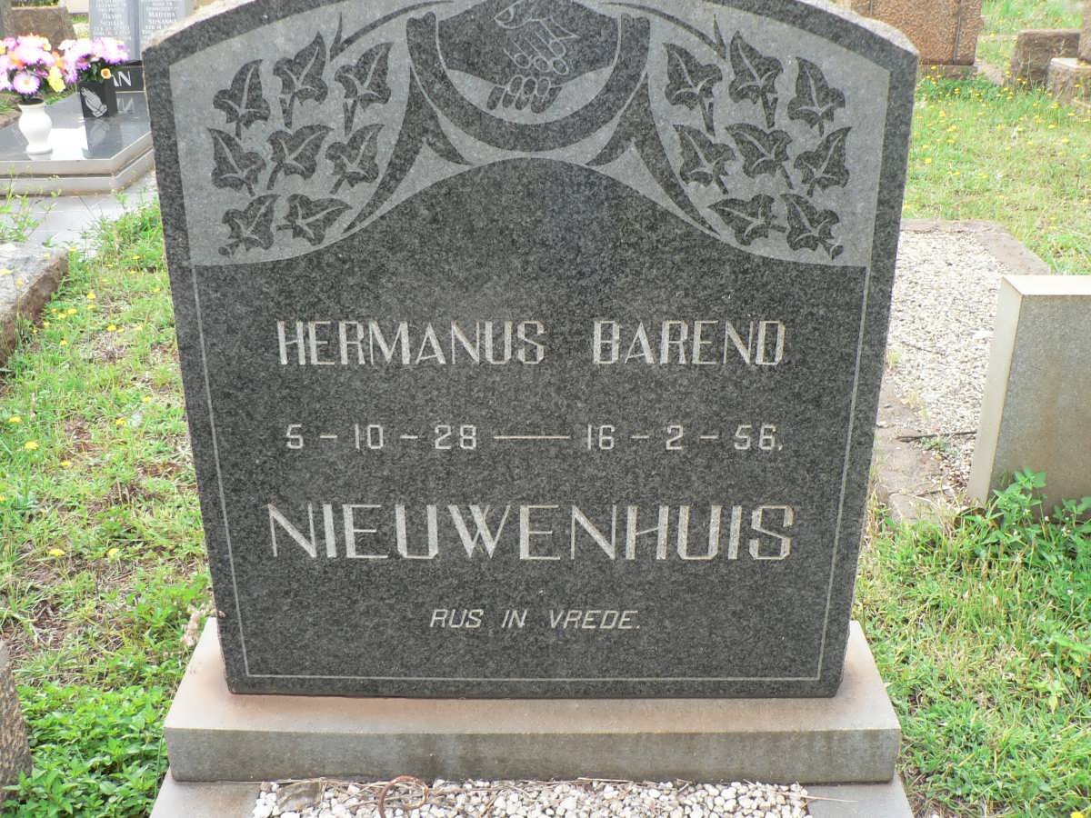 NIEUWENHUIS Hermanus Barend 1928-1956