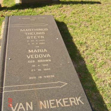 NIEKERK Marthinus Theunis Steyn, van 1909-1950 &amp; Maria Vedova BROWN 1912-1982