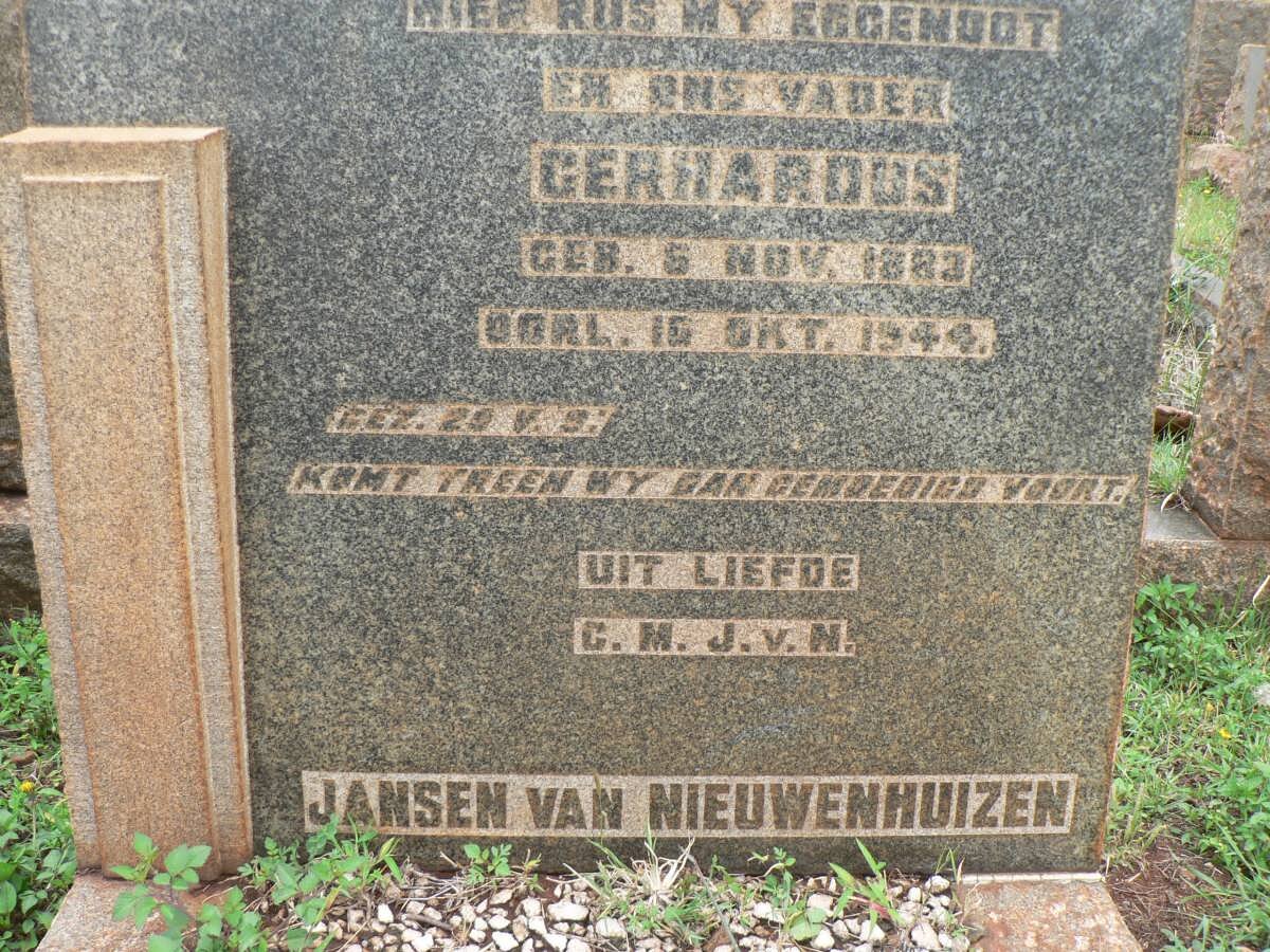 NIEUWENHUIZEN Gerhardus, Jansen van 1883-1944