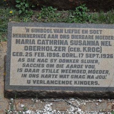 OBERHOLZER Maria Cathrina Susanna Nel nee KROG 1896-1926