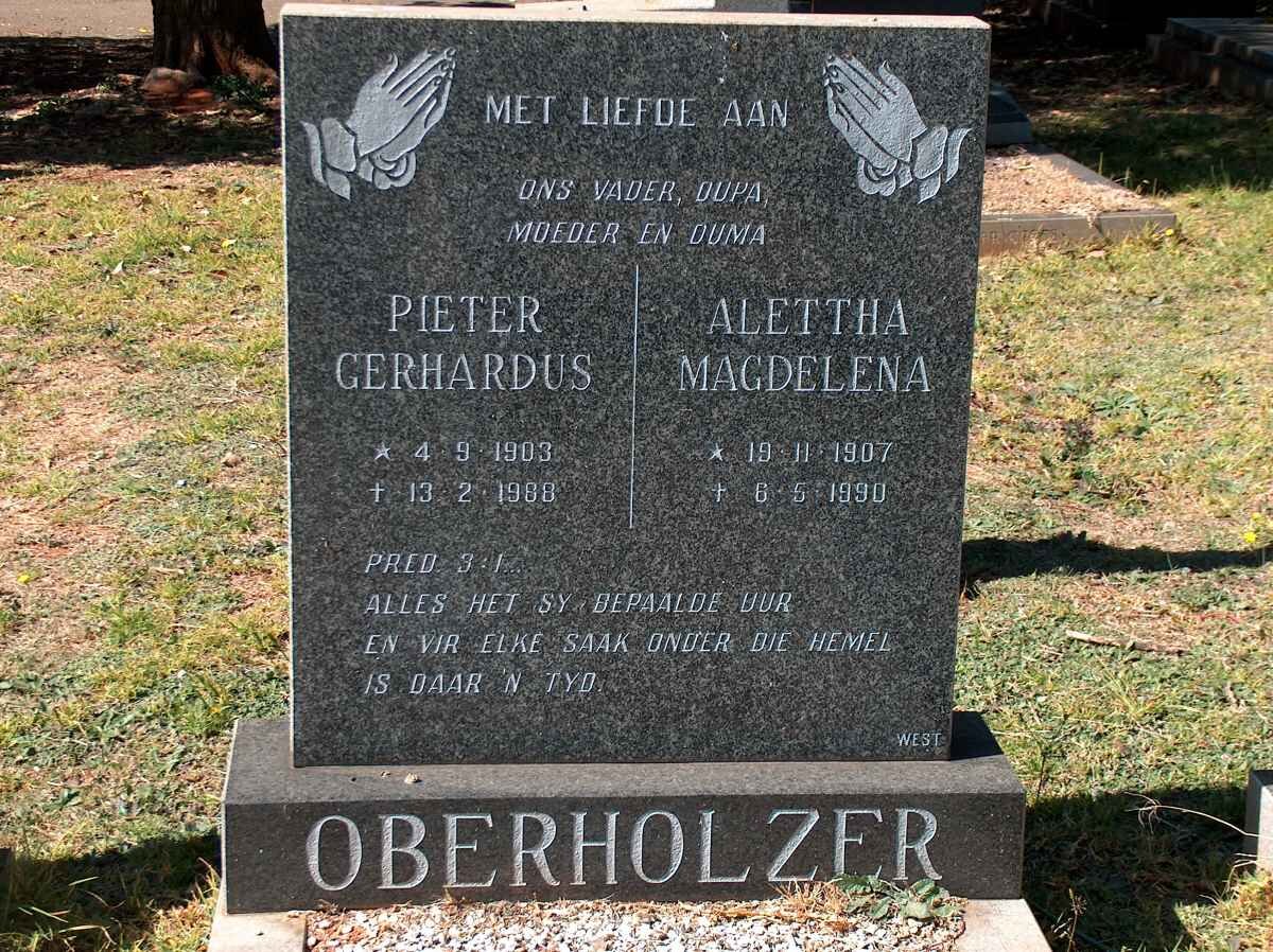 OBERHOLZER Pieter Gerhardus 1903-1988 &amp; Alettha Magdelena 1907-1990