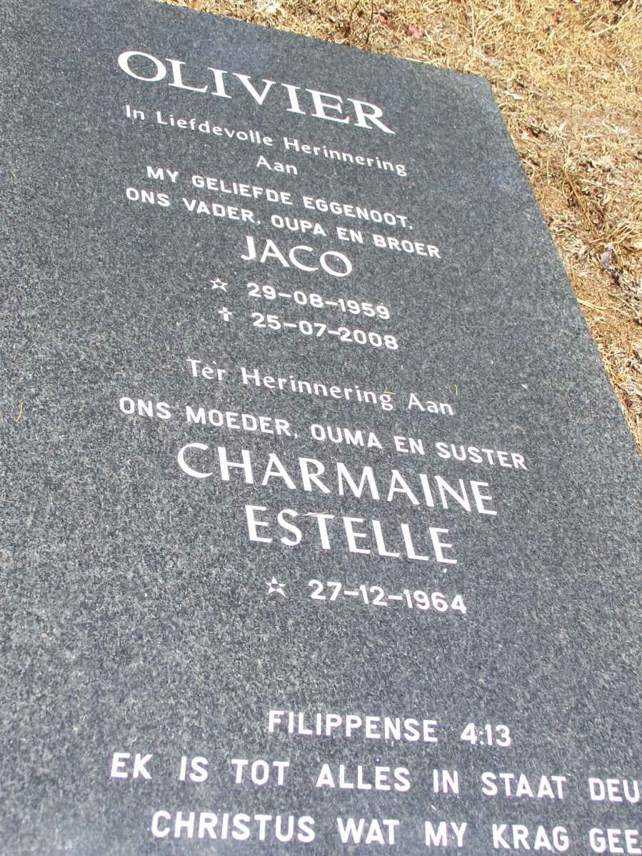 OLIVIER Jaco 1959-2008 &amp; Charmaine Estelle 1964-