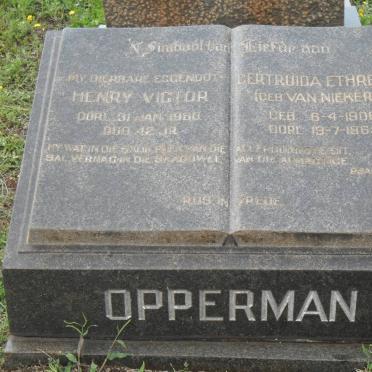 OPPERMAN Henry Victor -1960 &amp; Gertruida Ethresia VAN NIEKERK 1908-1965