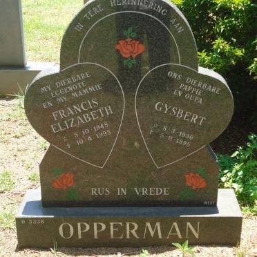 OPPERMAN Gysbert 1936-1995 &amp; Francis Elizabeth 1948-1993