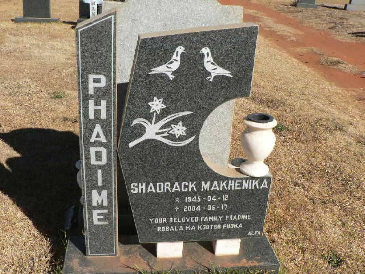 PHADIME Shadrack Makhenika 1945-2004