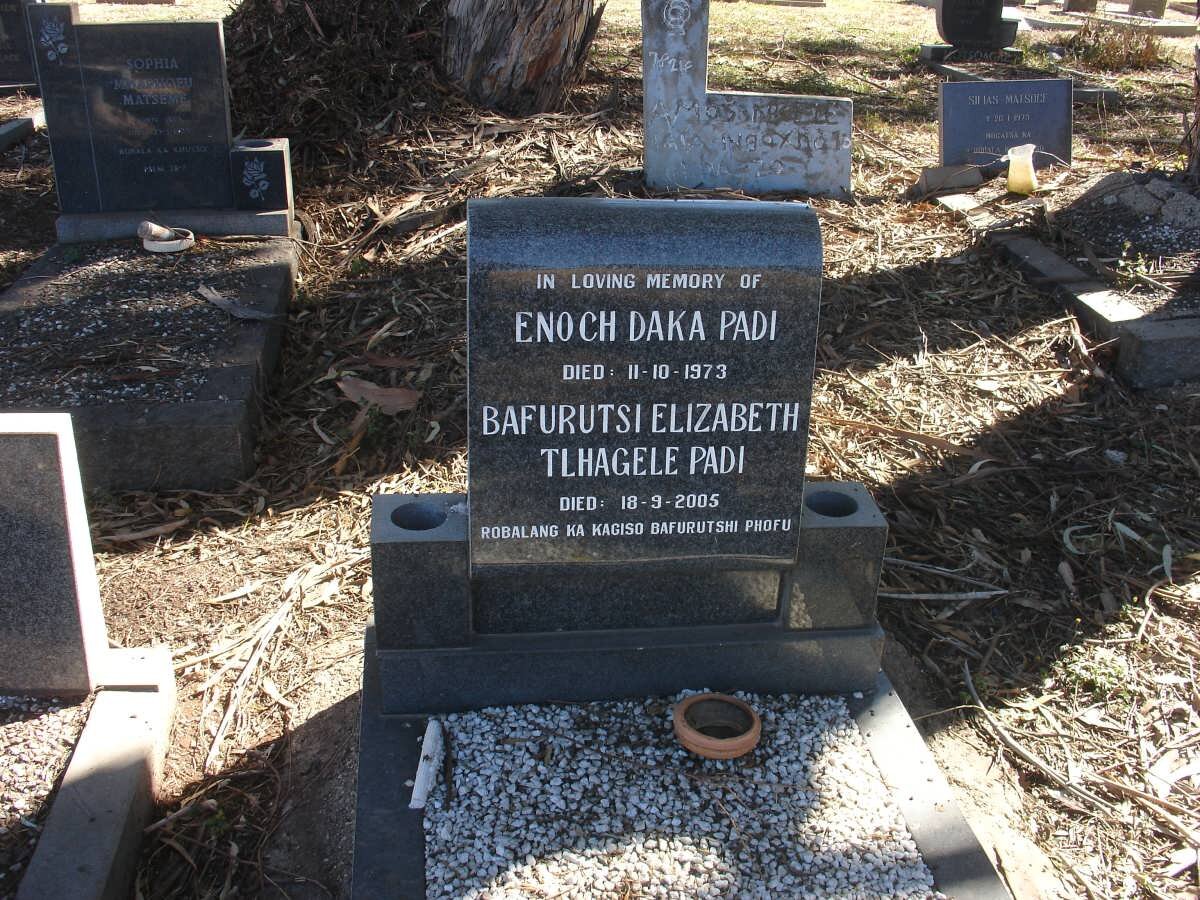 PADI Enoch Daka -1973 &amp; Bafurutsi Elizabeth Tlhagele -2005