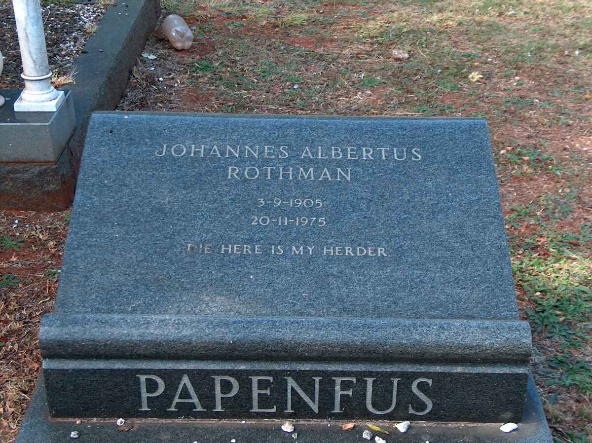 PAPENFUS Johannes Albertus Rothman 1905-1975