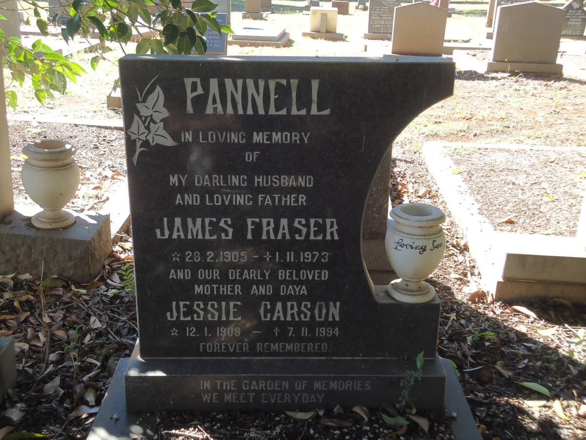 PANNELL James Fraser 1905-1973 &amp; Jessie Carson 1908-1994