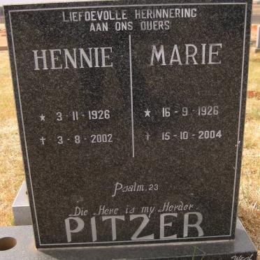 PITZER Hennie 1926-2002 &amp; Marie 1926-2004