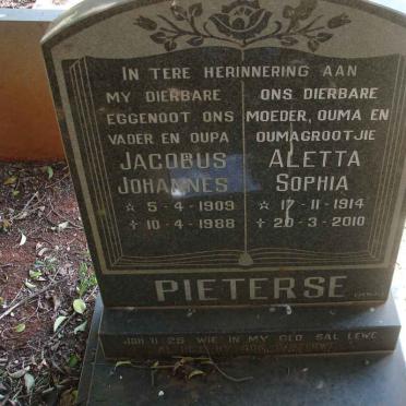 PIETERSE Jacobus Johannes 1909-1988 &amp; Aletta Sophia 1914-2010