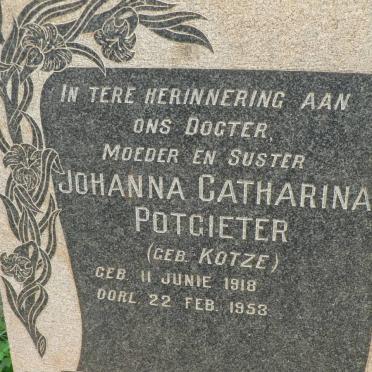 POTGIETER Johanna Catharina nee KOTZE 1918-1953