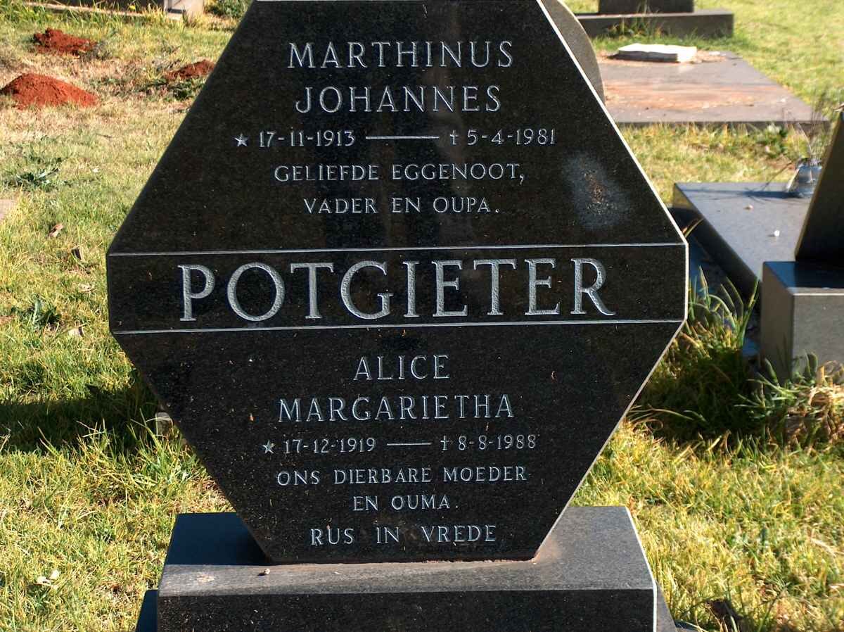 POTGIETER Marthinus Johannes 1913-1981