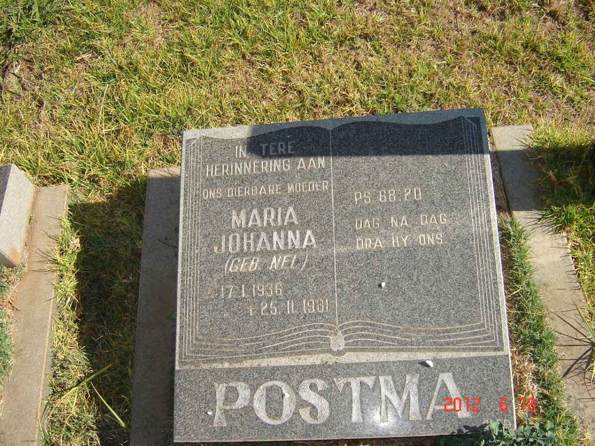 POSTMA Maria Johanna nee NEL 1936-1981