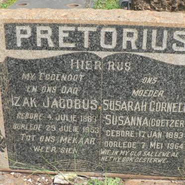 PRETORIUS Izak Jacobus 1889-1953 &amp; Susarah Cornelia Susanna COETZER 1893-1964