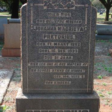 PRETORIUS Johanna Magrieta 1882-1933