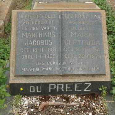PREEZ Marthinus Jacobus, du 1887-1965 &amp; Maria Gertruida 1894-1979