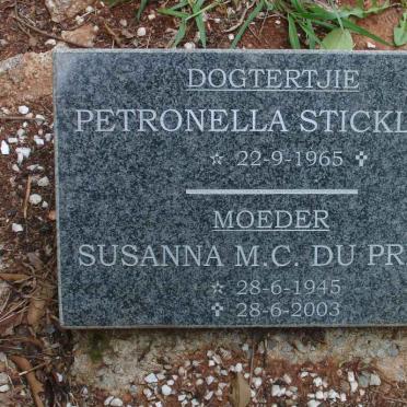 PREEZ Susanna M.C., du 1945-2003 :: STICKLING Petronella 1965