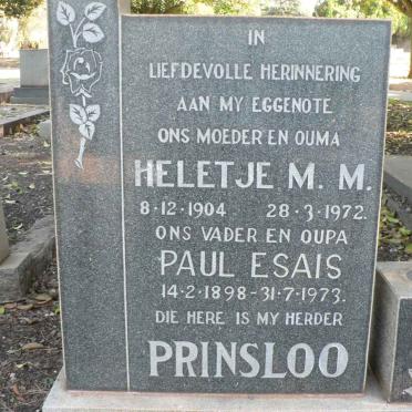 PRINSLOO Paul Esais 1898-1973 &amp; Heletje M.M. 1904-1972