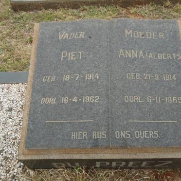 PREEZ Piet, du 1914-1962 &amp; Anna ALBERTS 1914-1969