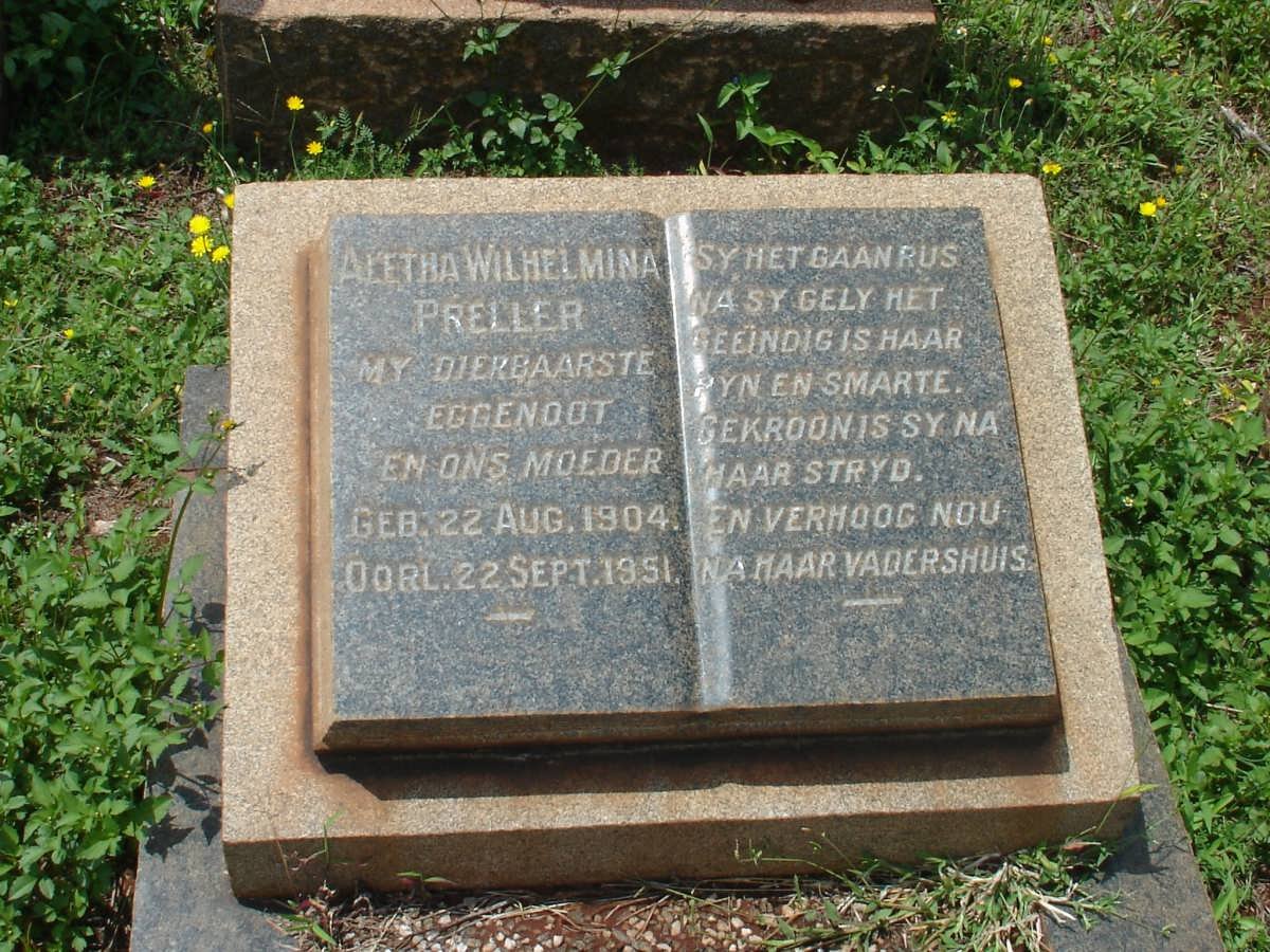 PRELLER Aletha Wilhelmina 1904-1951