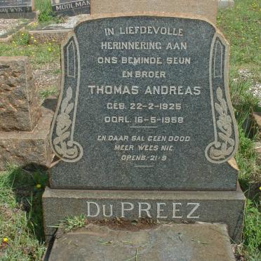 PREEZ Thomas Andreas, du 1925-1958