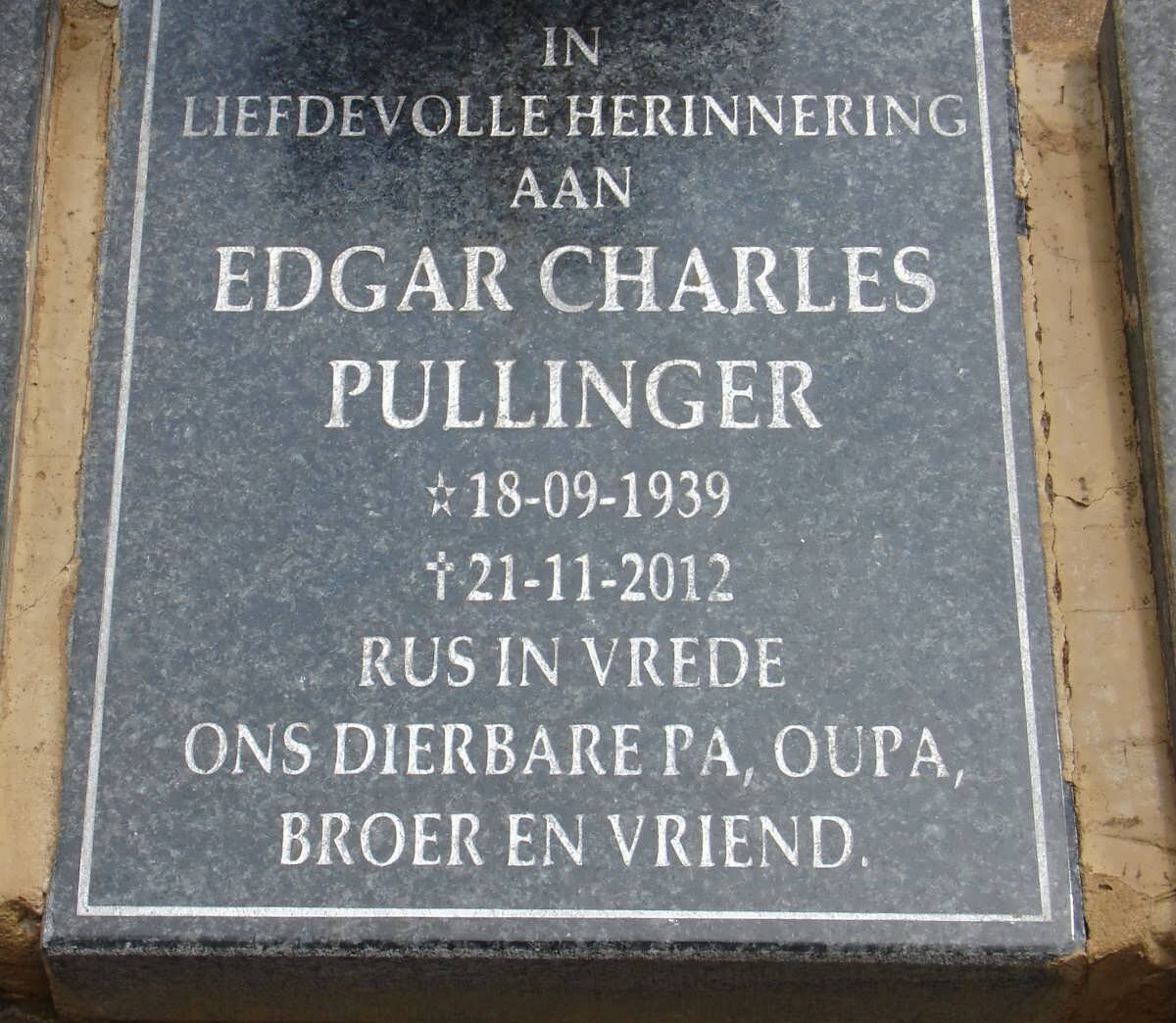 PULLINGER Edgar Charles 1939-2012