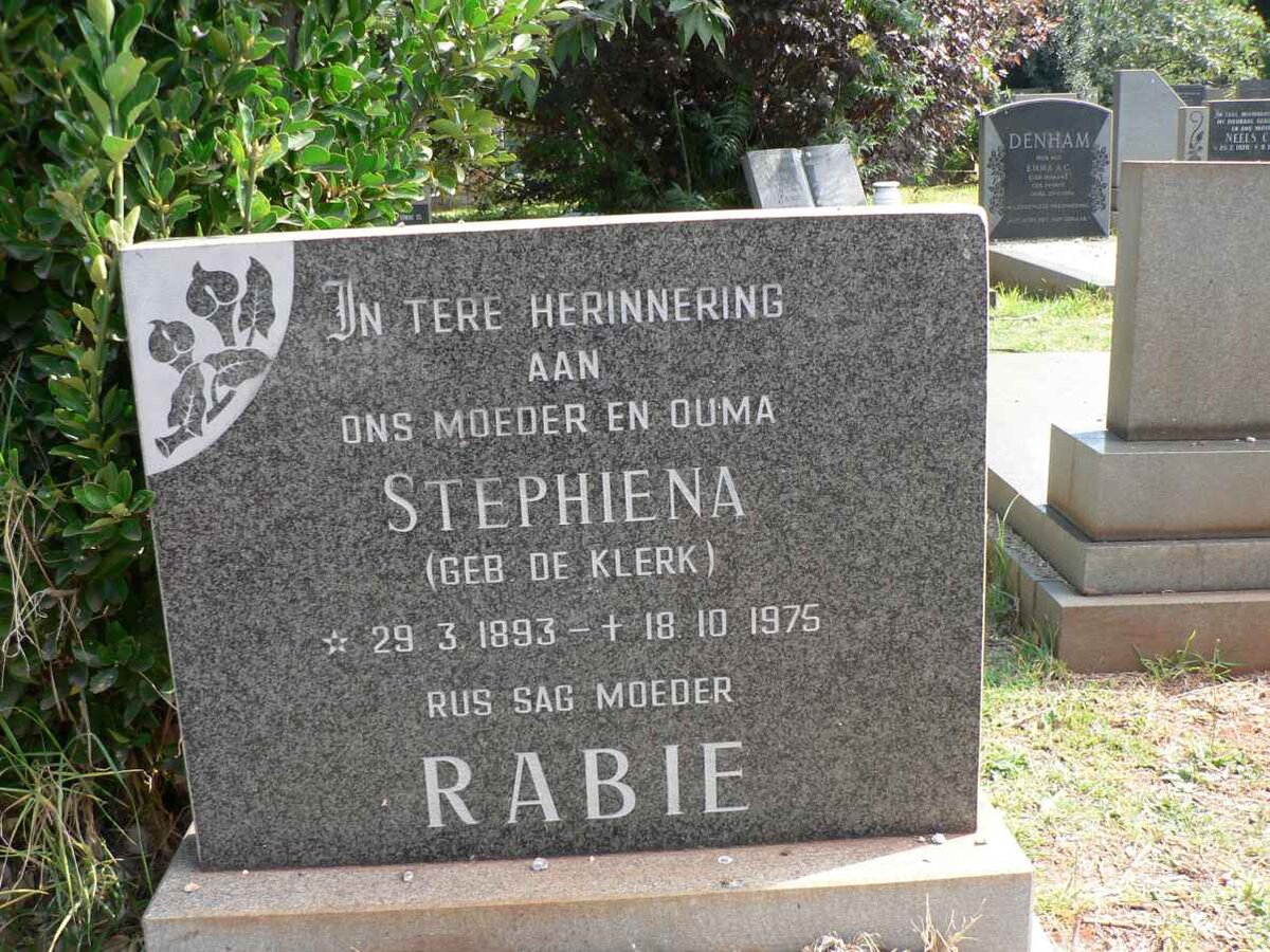 RABIE Stephiena nee DE KLERK 1893-1975