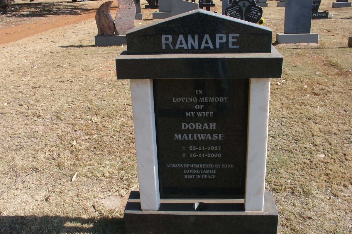 RANAPE Dorah Maliwase 1927-2000