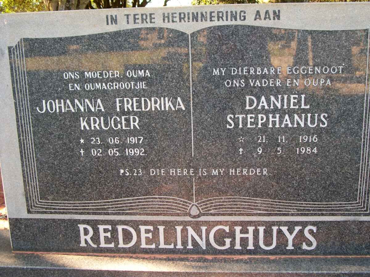 REDELINGHUYS Daniel Stephanus 1916-1984 &amp; Johanna Fredrika Kruger 1917-1992