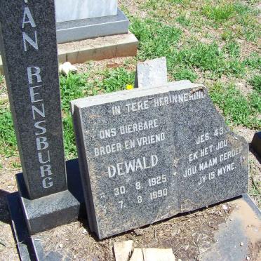 RENSBURG Dewald, van 1925-1990